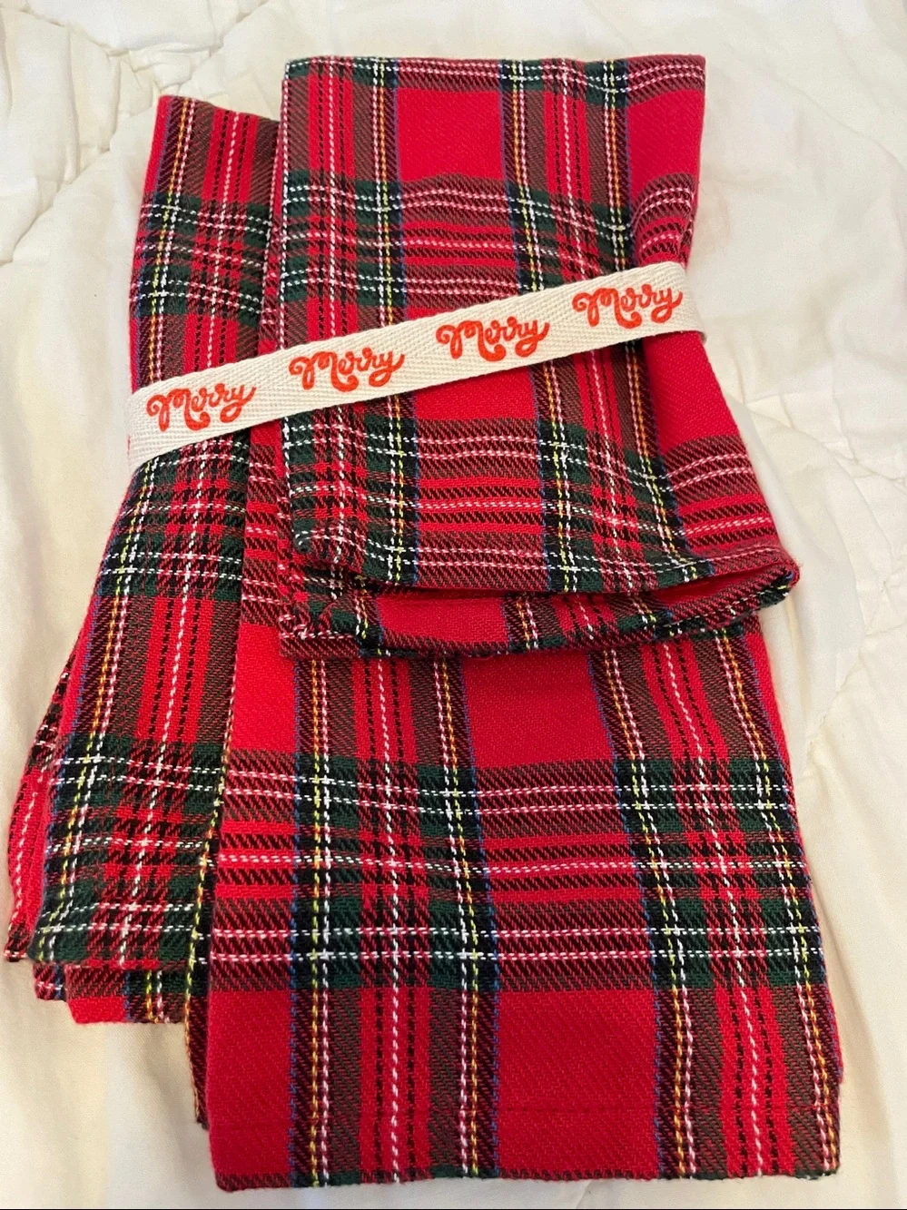Set of Two Plaid Christmas Tea Towels